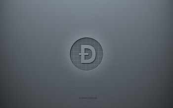 Dogecoin logo, gray creative background, Dogecoin sign, gray paper texture, Dogecoin, gray background, Dogecoin 3d sign HD wallpaper