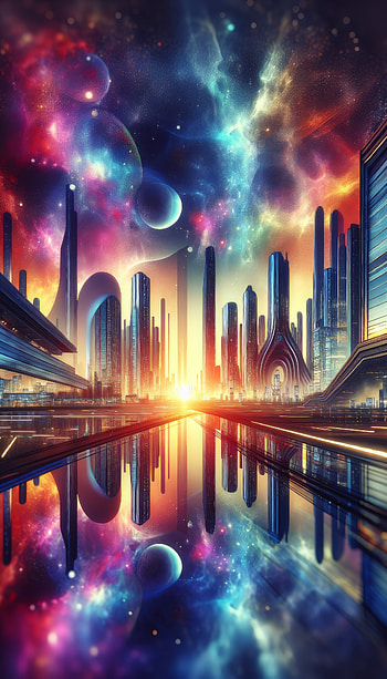 Sci-Fi Metropolis Sunset, sci fi city, cosmic HD phone wallpaper