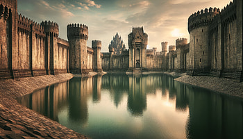 Majestic Castle Moat, moat, castle, fortress, river, architecture HD wallpaper