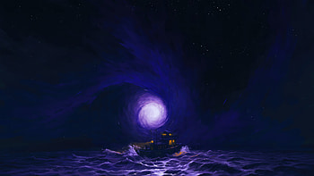 Ship Sailing Through Dark Waters, ship, artist, artwork, digital-art, deviantart HD wallpaper