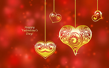 Happy Valentine's Day, Valentine, Valentines Day, Happy Valentines Day, Valentines, red, hearts, gold HD wallpaper