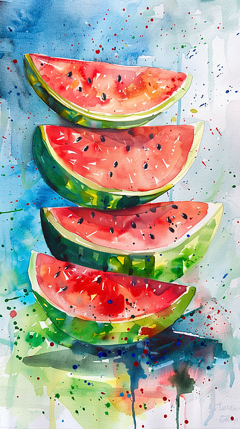 Watercolor Watermelon Slices HD phone wallpaper