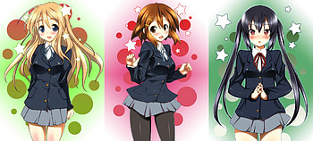 K-ON!, blond hair, blonde, yui, uniform, school uniform, nice, short hair, blonde hair, anim girl, female, nakano azusa, sexy, sweet, kon, ribbon, twintail, hot, girl, star, anime, pretty, collages, brown hair, hirasawa yui, twin tail, tsumugi, mugi, lovely, cute, twin tails, long hair, tsumugi kotobuki, k on, twintails, , k-on, skirt, blond, black hair, azusa HD wallpaper