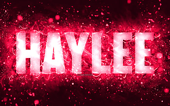 Happy Birtay Haylee, , pink neon lights, Haylee name, creative, Haylee Happy Birtay, Haylee Birtay, popular american female names, with Haylee name, Haylee HD wallpaper