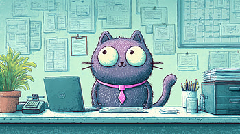 Cat Office – Playful Feline at Work, Animal, cat, office, cartoon, desk HD wallpaper