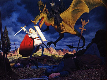 mystic battle, dragon, evil, knight, fantasy HD wallpaper
