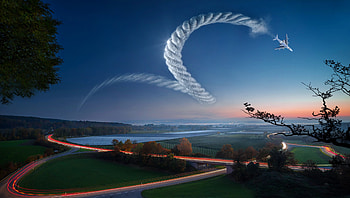 Fantasy Landscape Aircraft Twilight, twilight, landscape, fantasy, airplane HD wallpaper