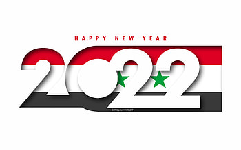 Happy New Year 2022 Syria, white background, Syria 2022, Syria 2022 New Year, 2022 concepts, Syria, Flag of Syria HD wallpaper