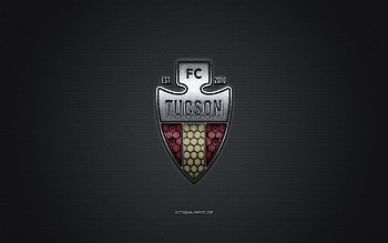 FC Tucson, American soccer club, red logo, gray carbon fiber background, USL League One, soccer, Arizona, USA, FC Tucson logo HD wallpaper