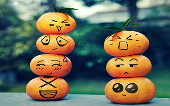 Fruits, Leaves, Miscellanea, Miscellaneous, Table, Bokeh, Boquet, Faces, Emoticons, Smileys HD wallpaper
