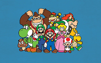 Mario Bros., Luigi, Yoshi, Princess Peach, Donkey Kong, Toad (character), Video Games, Nintendo, Minimalism / and Mobile Backgrounds HD wallpaper