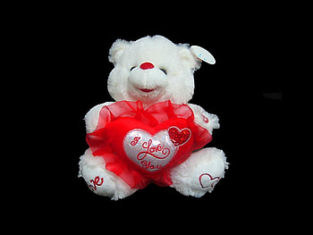 'Love You' bear, Valentine, white, Teddy bear, heart HD wallpaper