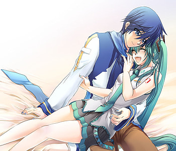 Miku and Kaito, kaito, anime, hatsune miku, vocaloids HD wallpaper