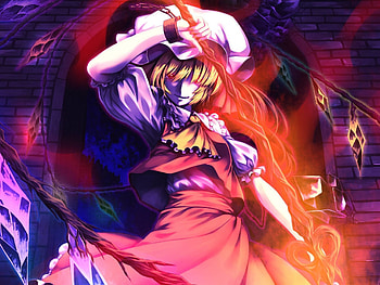 Angry, anime girl, Flandre Scarlet, touhou HD wallpaper