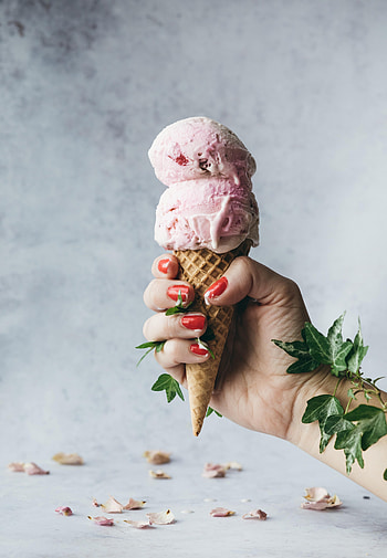 Food, Desert, Ice Cream, Plant, Hand HD phone wallpaper