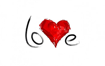 word, abstract, painting, love, red, heart HD wallpaper