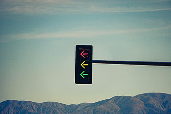 Sky, Mountains, Miscellanea, Miscellaneous, Traffic Light, Arrows HD wallpaper