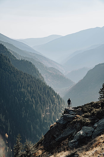 Nature, Mountains, Rocks, Fog, Human, Person HD phone wallpaper