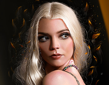 Anya Taylor Joy, girl portrait, blonde, fantasy, art, face, yasar vurdem, actress HD wallpaper