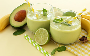 Smoothie, avocado, glass, bananas, lime HD wallpaper