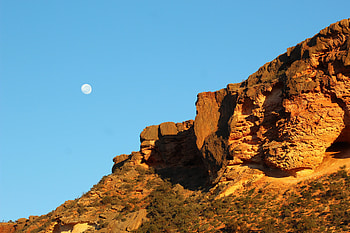 Nature, Sky, Moon, Rocks, Slope HD wallpaper