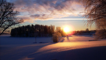 Landscape, Winter, Sunset HD wallpaper