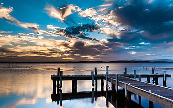 Nature, Sky, Sea, Pier, Evening HD wallpaper