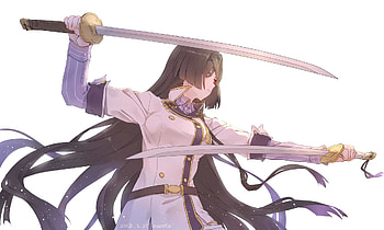 Warrior, swords, practice, Yukari Origami, Toji no Miko HD wallpaper