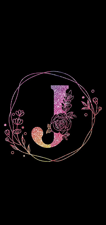 Pink/Black J, pink, letter, black, glitter HD phone wallpaper