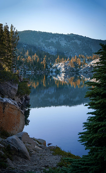 Nature, Trees, Stones, Rock, Lake, Slope HD phone wallpaper