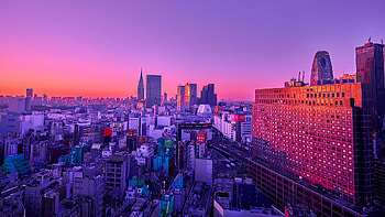 Japan Skyline, Sunset, Japan HD wallpaper