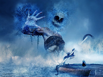 Wall Demon, snake, scary, abstract, skull, evil, dark, demon HD wallpaper