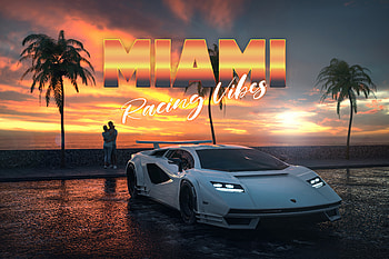 Lamborghini Countach Miami Vibes, retro, lamborghini, cars, artist, artwork, digital-art, artstation HD wallpaper