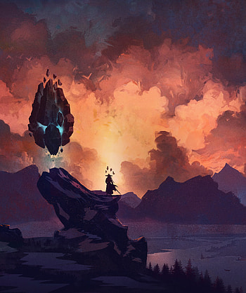 Art, Rock, Silhouette, Warrior, Fiction, That's Incredible, Sword HD phone wallpaper