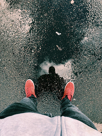 Reflection, Miscellanea, Miscellaneous, Legs, Sneakers, Asphalt HD phone wallpaper