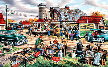 Day of the Country Auction, art, cars, beautiful, people, illustration, country, auction, artwork, automobiles, wide screen, painting HD wallpaper