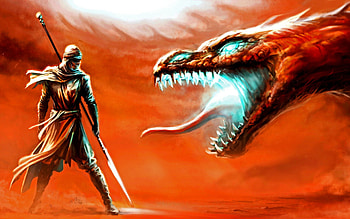 The Sand Drake, dragon, desert, fantasy, warrior HD wallpaper