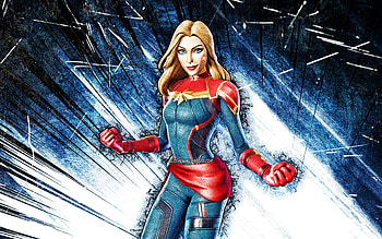 Captain Marvel, grunge art, Fortnite Battle Royale, Fortnite characters, blue abstract rays, Captain Marvel Skin, Fortnite, Captain Marvel Fortnite HD wallpaper
