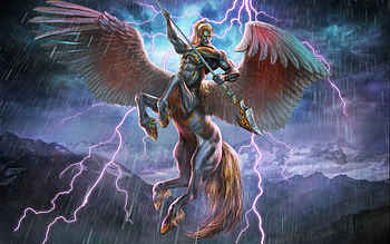 Pegasus centaur, Lightning rain, Fantasy art, Electrifying ry HD wallpaper