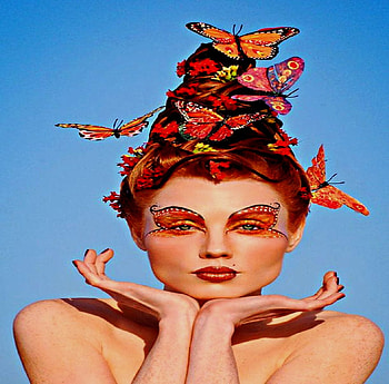 QUIN OF BUTTERLY'S, make up, face, beautiful, quin, redhead, orange, hair, buttefly HD wallpaper