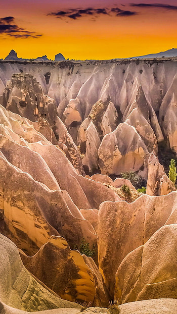 Cappadocia, Nevsehir, Turkey, Uchisar sunset HD phone wallpaper
