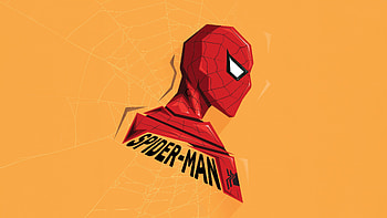 Spider Man Pop Head Minimal , spiderman, superheroes, minimalism, minimalist, yellow, artist, artwork, digital-art HD wallpaper