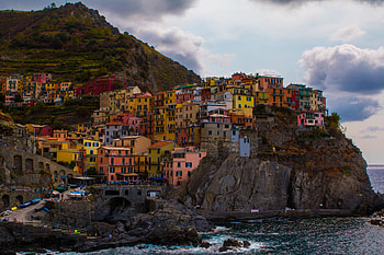 Colorful, apartments, city, coast HD wallpaper