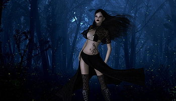 Woman, night, fantasy, 3d HD wallpaper