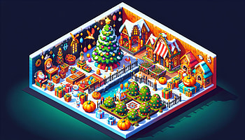 Festive Holiday Town, Festive, Christmas, holiday decorations, winter scene HD wallpaper