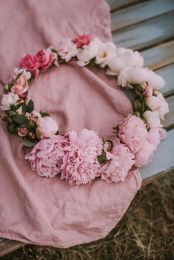 Flowers, Pink, Peonies, Wreath HD phone wallpaper