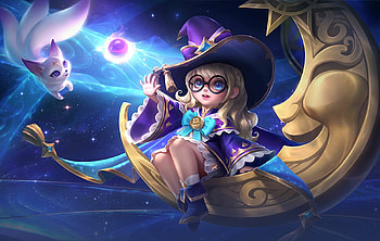 Chang'e, girl, witch, blue, change, cute, cat, bunny, halloween, fantasy, moon, yellow, chang e, luna HD wallpaper