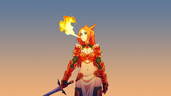 Minimal, anime girl, fire HD wallpaper