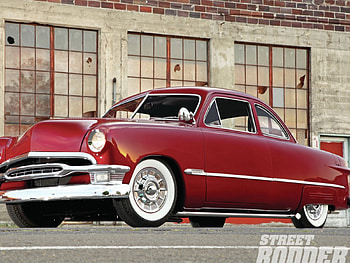 1950 Ford Club Coupe, classic, whitewalls, 1950, red HD wallpaper