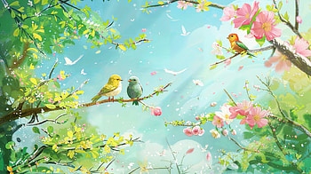 Spring Blossom & Birds Ultra, spring, blossom, bird, flower, nature HD wallpaper